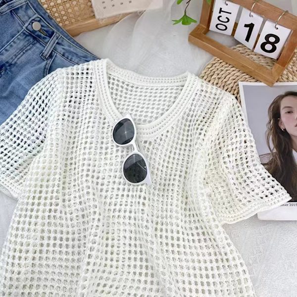 Hollow Out Puserot Neuletopit APRIKOOSI Apricot