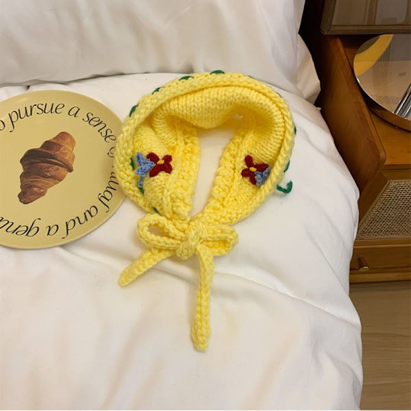 Virkad huvudduk Triangelscarf GUL yellow