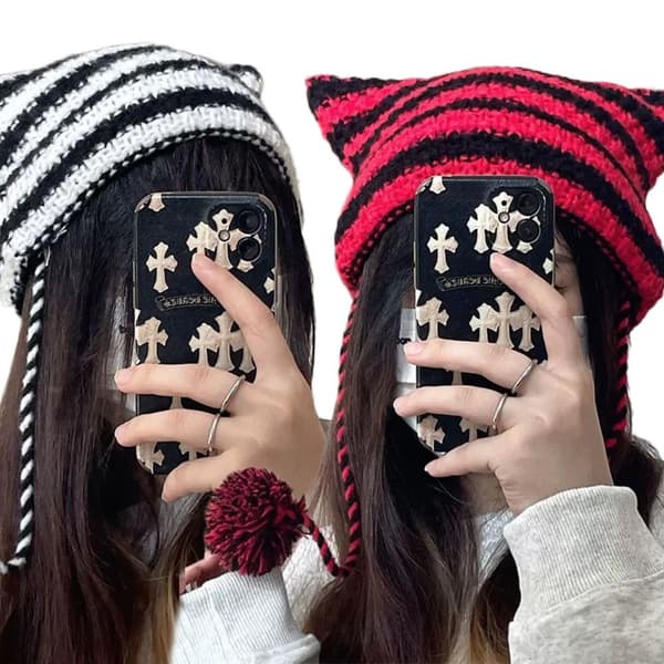 Japansk Beanie Lue Ins Little Devil GRÅ grey