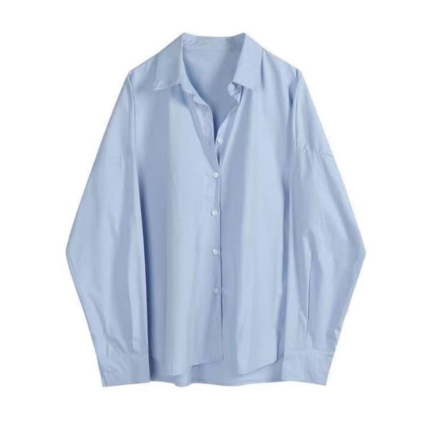 Hvit Løs Damebluse BLÅ XL Blue XL