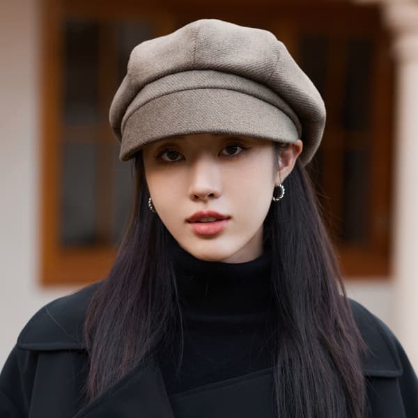 Koreansk Version Höst Vinter Ny Hatt Ull Solid Färg Keps 02 02