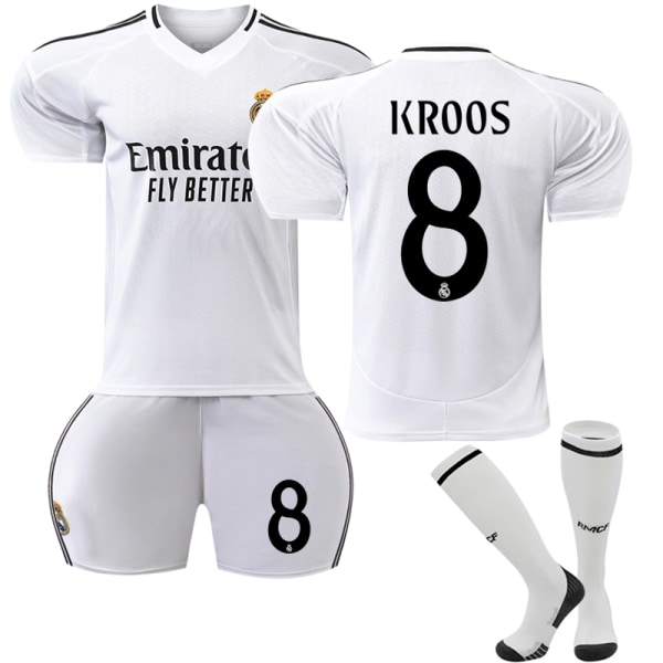 2024-2025 Real Madrid Hemma Barn fotbollströja Kit nr 8 Kroos 22