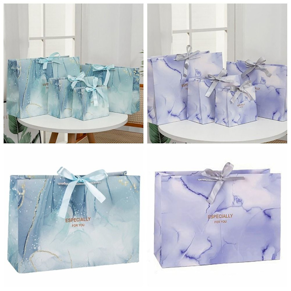 Marmor Print gavepose Papirpose BLÅ XL XL Blue XL-XL