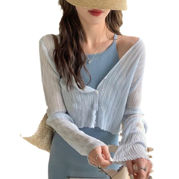 Hollow Out Bluser Strikk Topper APRIKOS Apricot