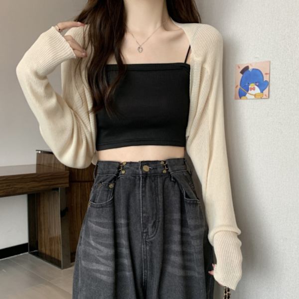 Stickad Cardigan Is Sidensjal APRIKOS Apricot