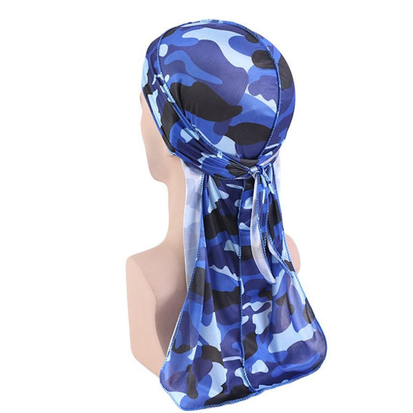 Silke Camouflage Durag Hip Hop Cloak Hat BLÅ blue