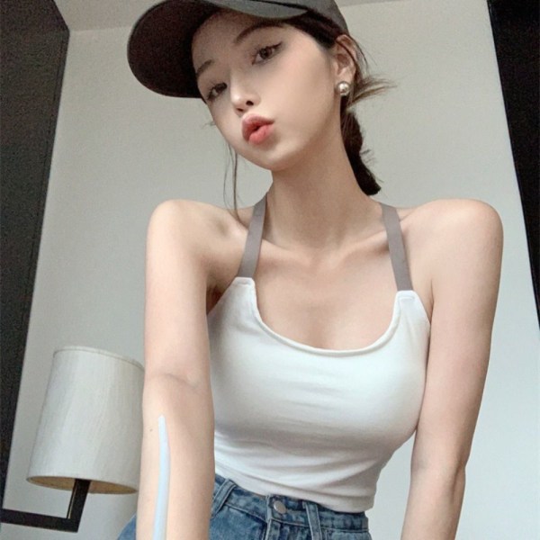 Cross Back Camisole Väst Ärmlös Camisole WHITE white