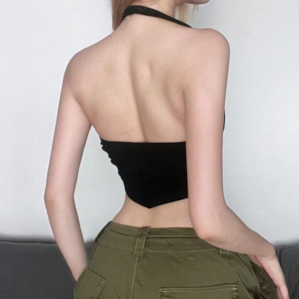Halterneck ærmeløs top SORT black