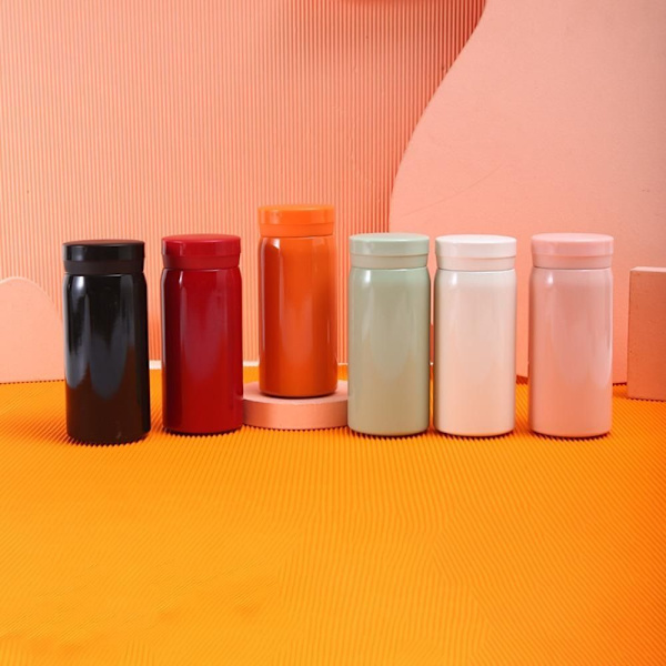 Vandflaske i rustfrit stål Slank isoleret termisk vand orange 280ml-280ml