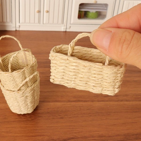 1/12 Dollhouse Basket Woven Basket Model 3,7X5,3CM 3.7x5.3cm