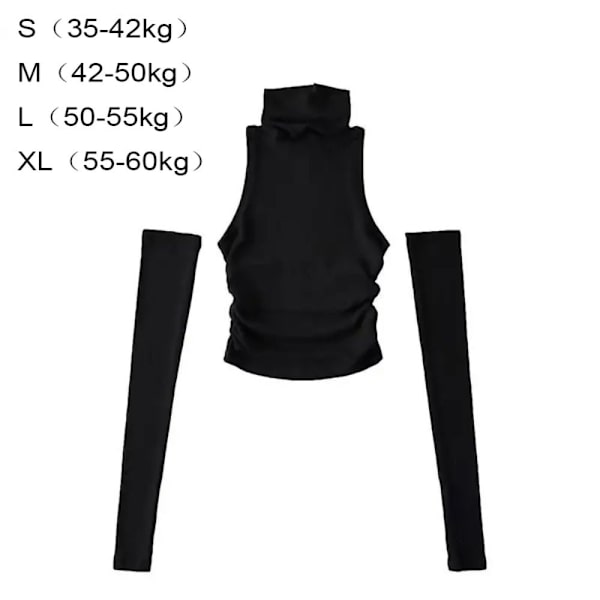 Turtleneck Suspender Crop Top SORT M black M