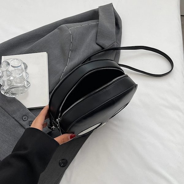 Læder skuldertaske Skull Crossbody taske SORT Black