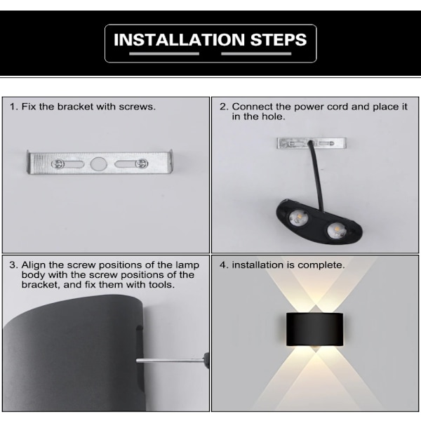 Vägglampa Inomhusrumsdekoration VARMT VIT LJUS 4W VARMT VIT Warm white light 4W