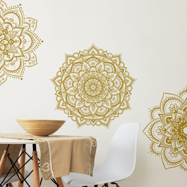 4 stk Halv Mandala Vægskilt Boho Mandala Vægklistermærkevæg