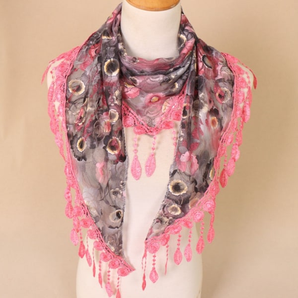 Triangel Veil Scarf Hollow Sjal 1 1 1