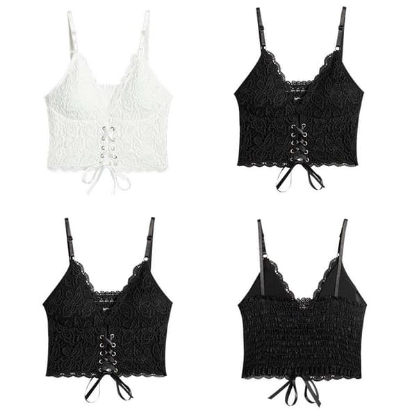 Naisten pitsiset crop topit 2 2 2