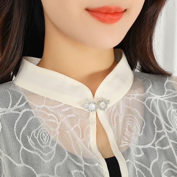 Rose Jacquard Polyester Sjaler Solbeskyttende Tørklæde SORT Black