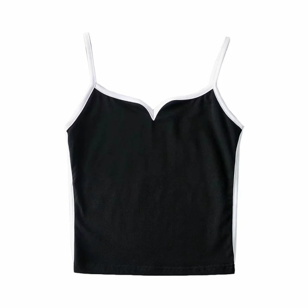 Summer Contrast Top Chicken Heart Collar Suspenders SVART L Black L