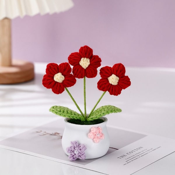 Virkad stickad blomkruka Tulpanväxter i krukväxt 3 3 3