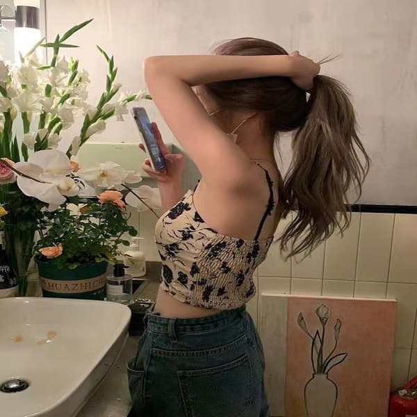 Crop Topper Trykte Tanktopper HVIT white