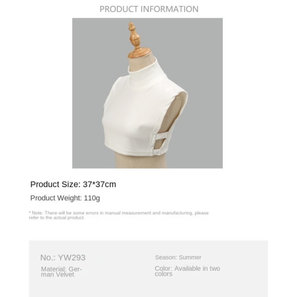 Elastisk Modal Avtagbar krage Fyrkantig False Collars WHITE White