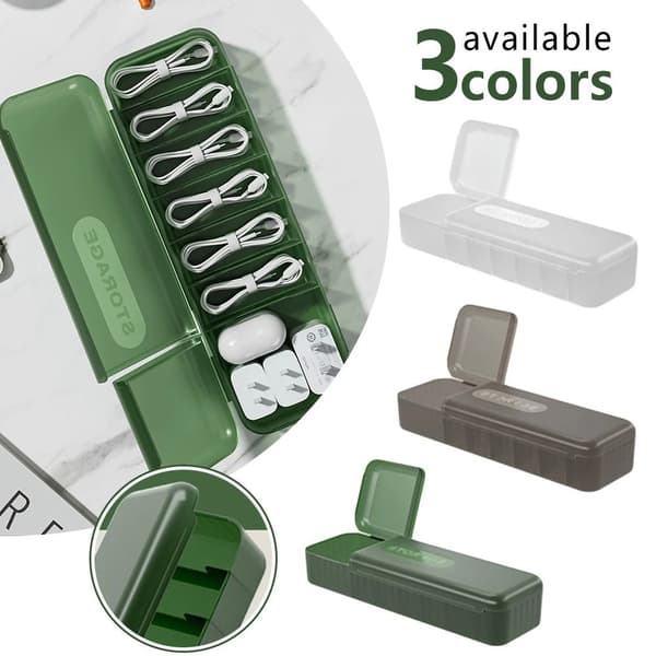 Kabelopbevaringsboks Oplader Ledningsorganisator TRANSPARENT SORT Transparent Black