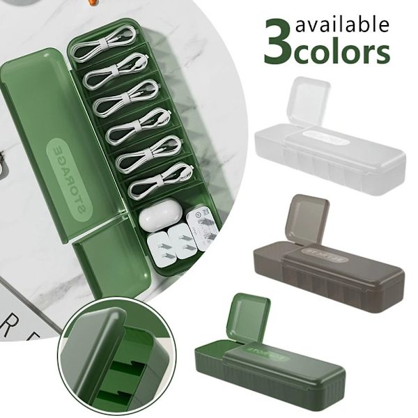 Kabeloppbevaringsboks Laderledning Organizer TRANSPARENT GRØNN Transparent Green