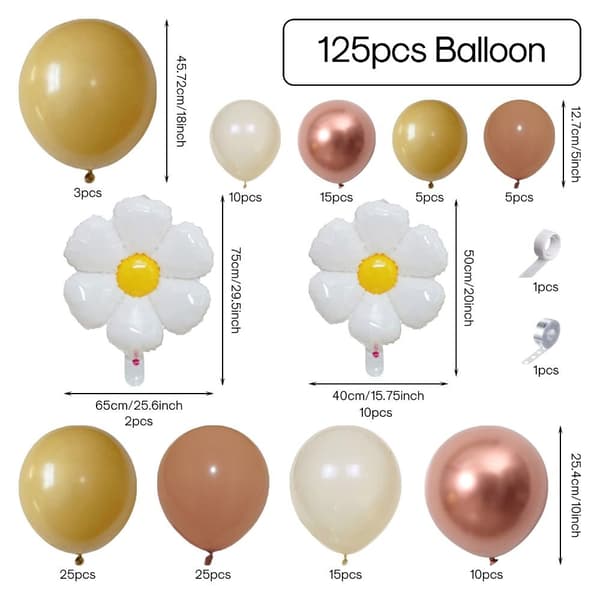 Boho Daisy Ballon Garland Bue Kit