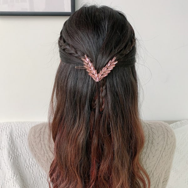 V muotoinen solki hiusneulat Crystal Hair Clip PINK Pink