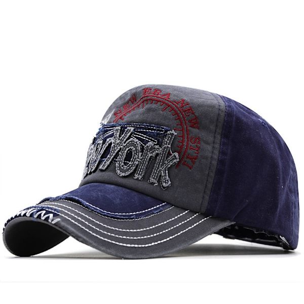 Broderi Baseball Caps Distressed Faded Casquette NAVY navy