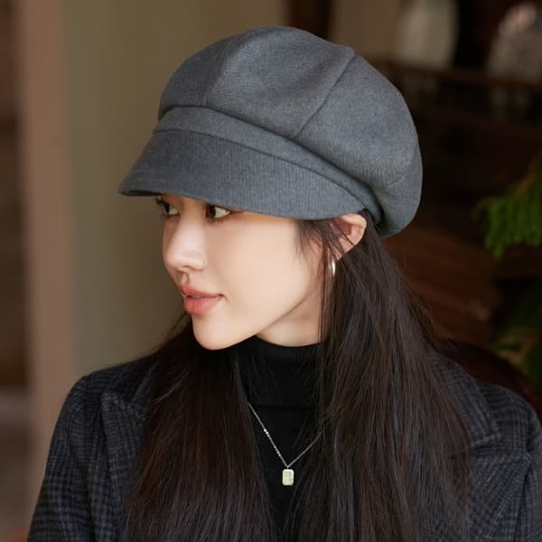 Koreansk Version Höst Vinter Ny Hatt Ull Solid Färg Keps 02 02