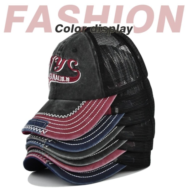 Brevbroderi Baseball Caps Distressed Faded Hats SVART black