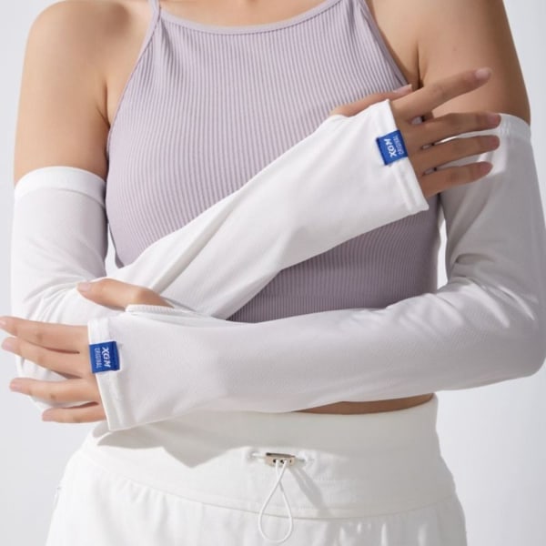 Sunscrean Arm Sleeves Ice Silk Sleeve VALKOINEN White