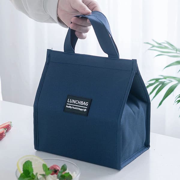 Isolerad Termisk Väska Kylväska Lunchväska BLÅ STOR blue large