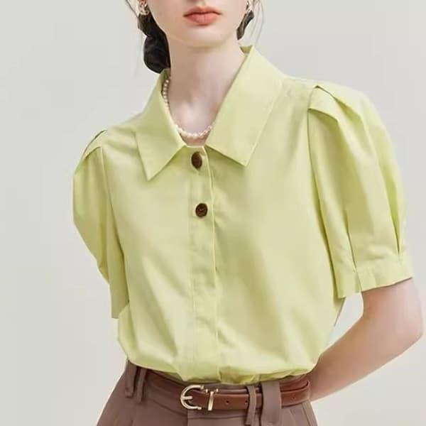 Puffermet bluse for kvinner M M