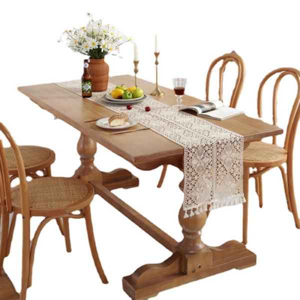 Heklet blondebordløper Boho bomullsbordløper STIL 3 style 3