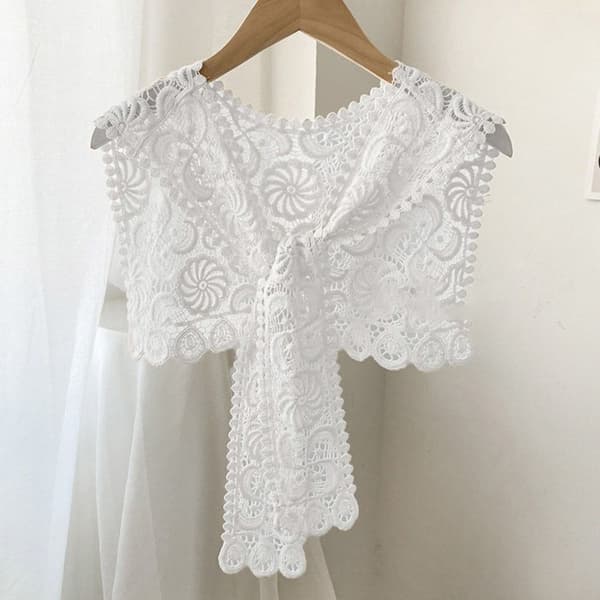 Strikket sjal bluse skuldre HVID White