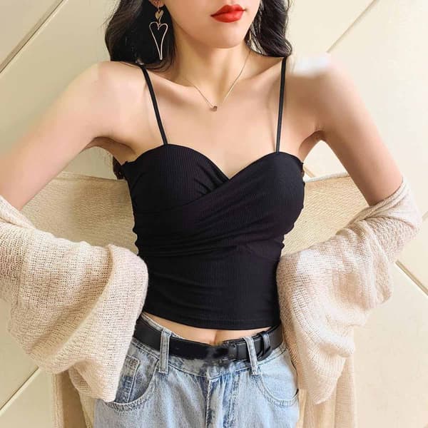 Sexy Camisole Plissert Undertøy Topp GRÅ grey