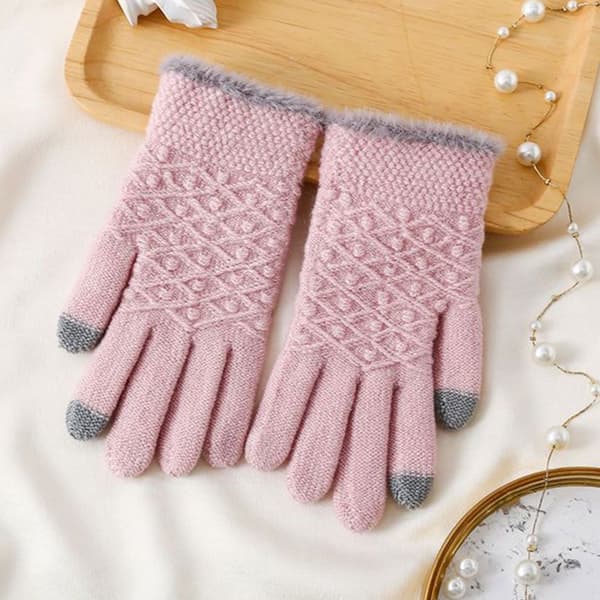 Strikkede Vanter Touch Screen Handsker LYSERØD light pink