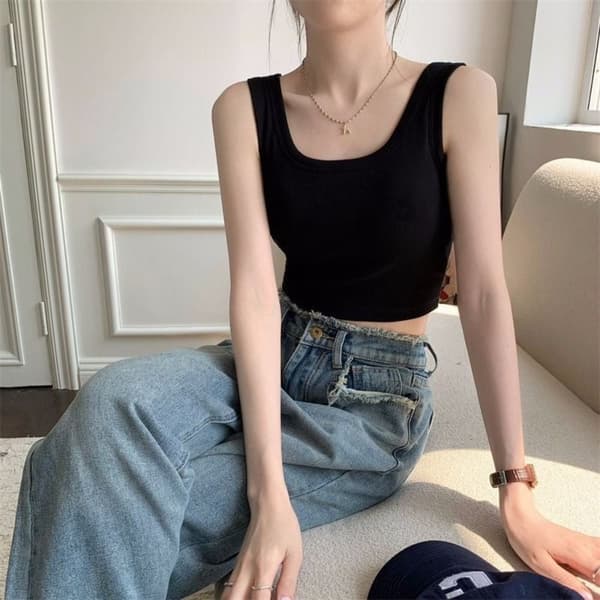 Crop tops til kvinder Bralette Vest SORT S Black S