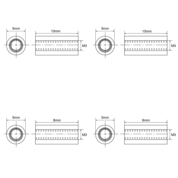 10 stk Standoff Column Spacer for RC-fly, FPV Quadcopter, CNC 10pcsM3x6mm