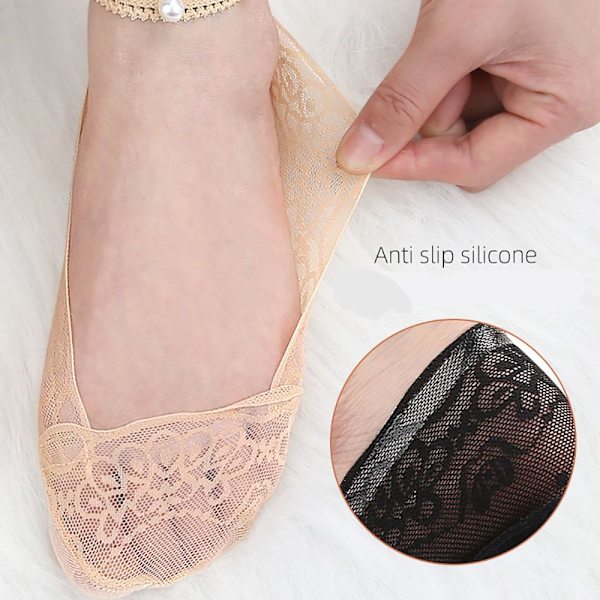 Pärlspetsstrumpor Hollow Lace Båtstrumpor 3 3 3