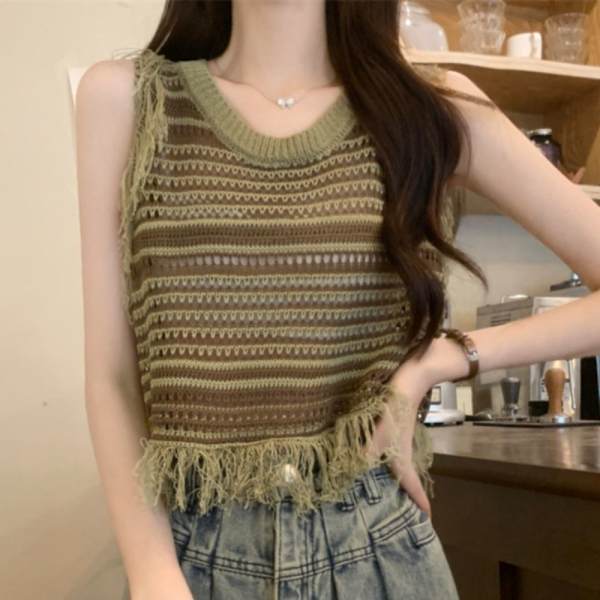 Ermeløs Tank Top Strikket Camisole Top KAFFE KAFFE coffee