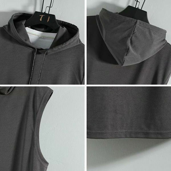 Men Gym ärmlös hoodie Fitness hoodie väst VIT 2XL white 2XL