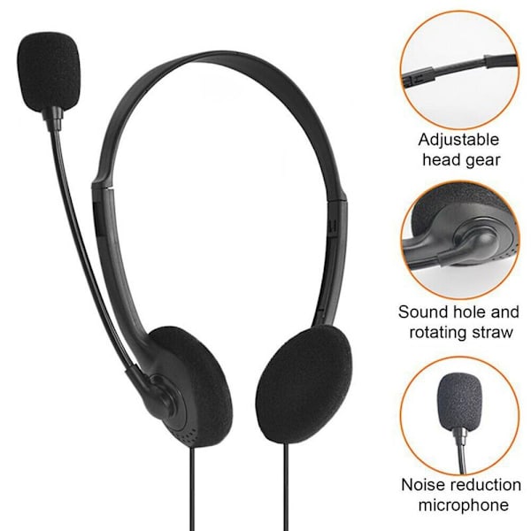 USB Hodetelefon Kablet Datamaskin Headset Øretelefoner