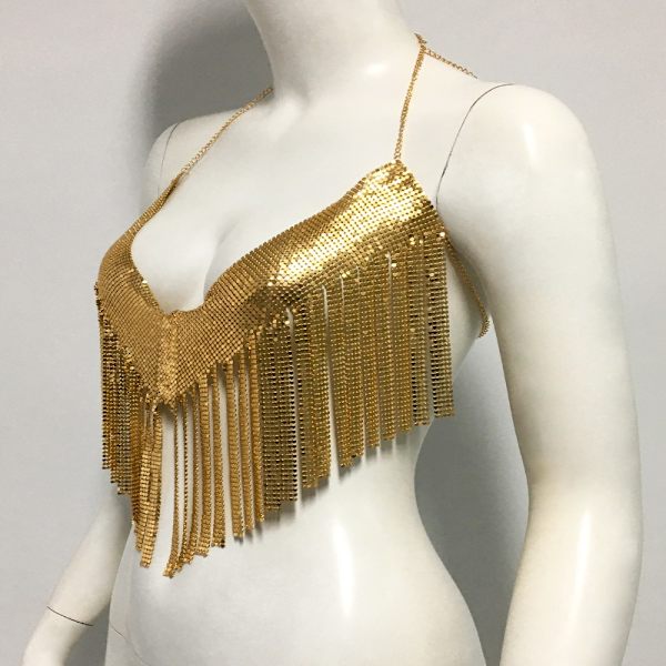 Metal Crop Top Rajattu toppi MUSTA Black