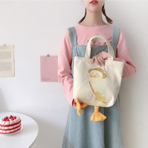 Tegneseriehåndvesker Cute Duck Tote Bag 1 1 1