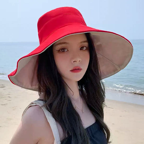 Bøttehatt Beach Cap RØD Red