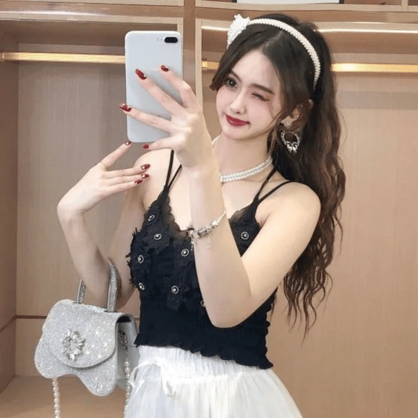 Dame Camisole Kort Vest SORT Black
