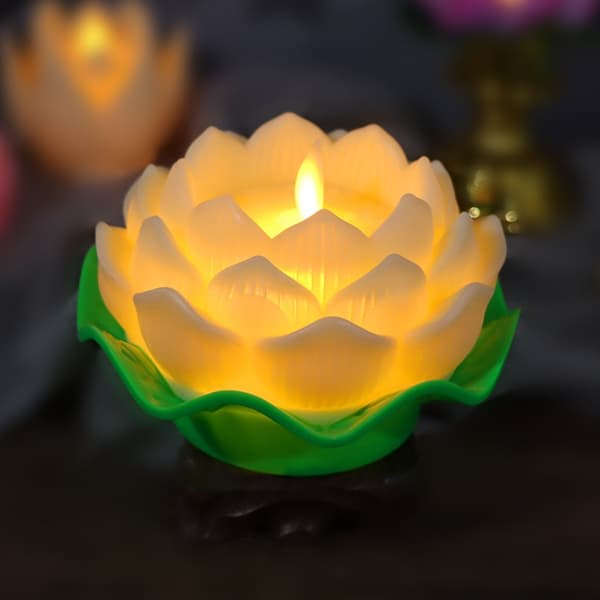 Lotusblomst Lys Nattlys LED HVIT White